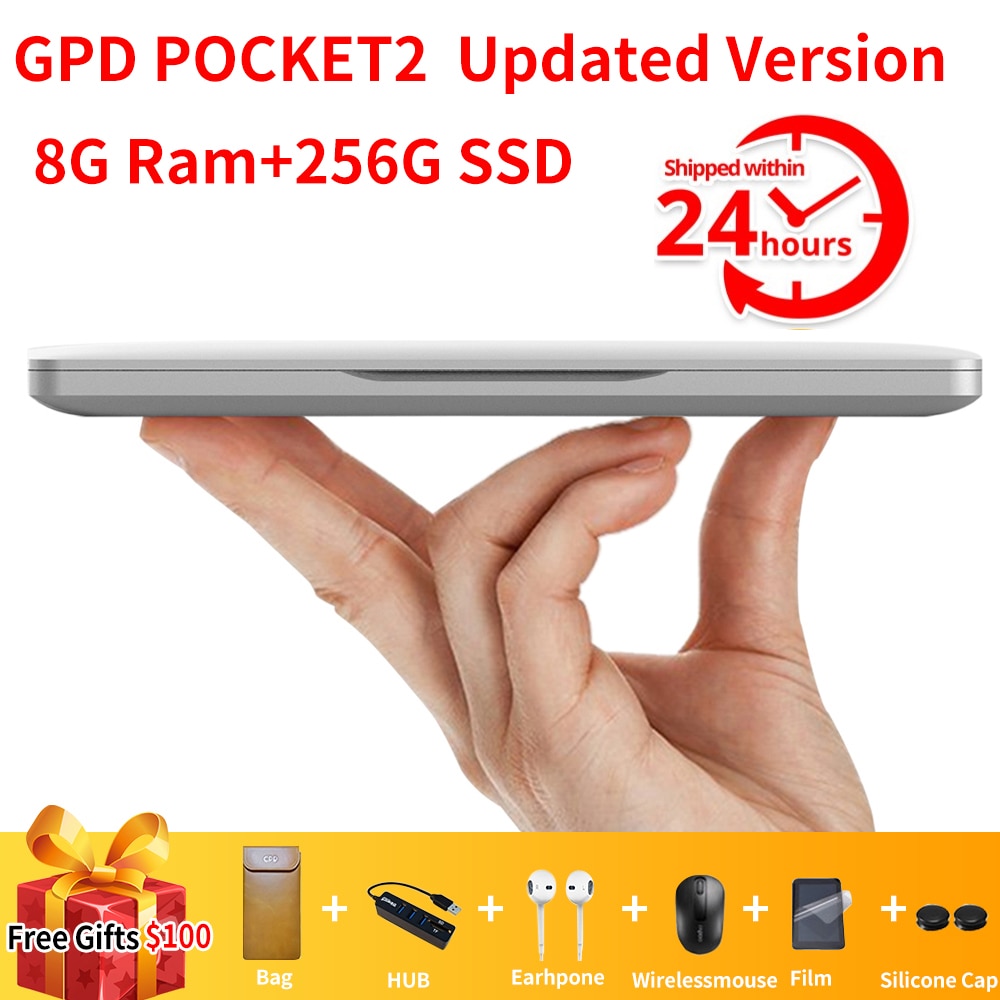 GPD Pocket 2 Pocket2 8GB 256GB 7 Inch Touch Screen Mini PC Pocket Laptop Notebook CPU Intel Celeron 3965Y Windows 10 Systerm