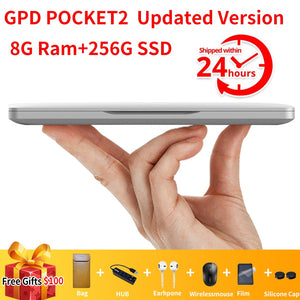 GPD Pocket 2 Pocket2 8GB 256GB 7 Inch Touch Screen Mini PC Pocket Laptop Notebook CPU Intel Celeron 3965Y Windows 10 Systerm