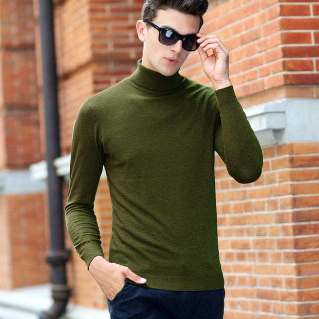 UCAK Brand Sweater Men Classic Casual Pull Homme Pure Merino Wool Pullover Men Autumn Winter Turtleneck Cashmere Sweaters U3004