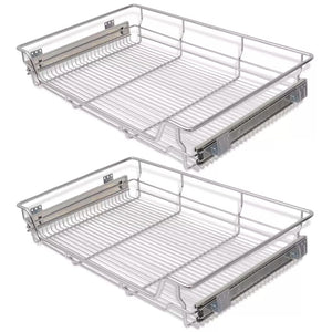 vidaXL Pull-Out Wire Baskets 2 Pcs Silver 800 Mm Rust Resistant Sturdy And Durable Removable Kitchen Racks Metal Basket Drawers