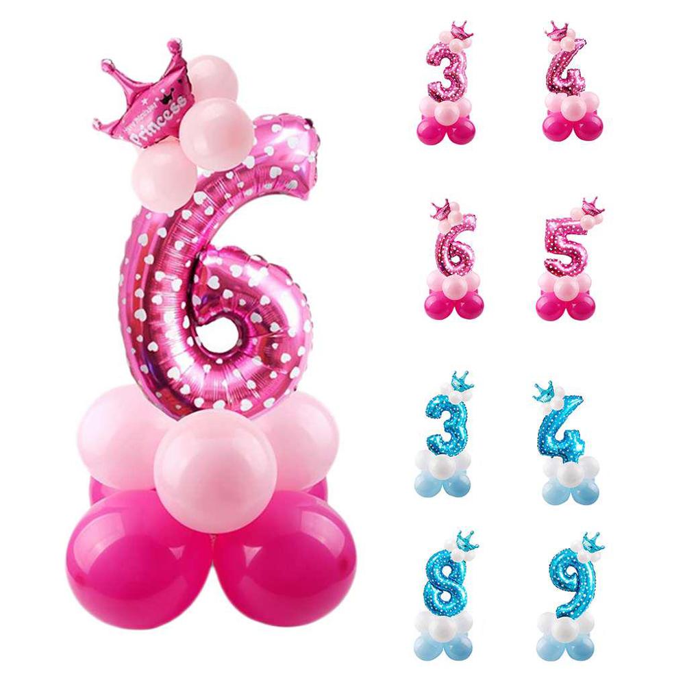 32inch Digital Balloons Toys Kids Happy Birthday Party Theme Decor Cartoon Inflatable Party Hat Column Gift Toys for Children