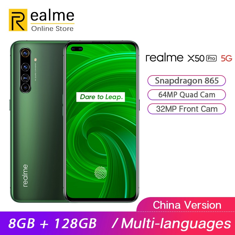 Original Realme X50 Pro 5G Snapdragon 865 Smartphone 8GB 128GB Mobile Phone 6.44'' 90Hz 64MP Android 10.0 65W SuperVOOC