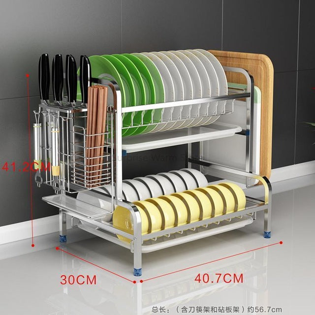 Stainless Steel Kitchen Dish Rack Drain Rack Dry Tableware Dishes Dish Drain Cupboard Storage Box Rack