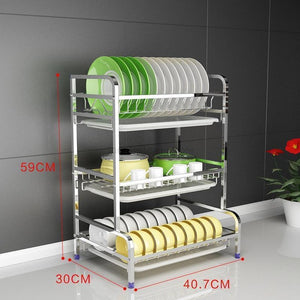 Stainless Steel Kitchen Dish Rack Drain Rack Dry Tableware Dishes Dish Drain Cupboard Storage Box Rack