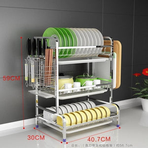 Stainless Steel Kitchen Dish Rack Drain Rack Dry Tableware Dishes Dish Drain Cupboard Storage Box Rack