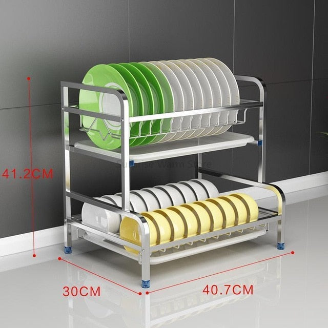 Stainless Steel Kitchen Dish Rack Drain Rack Dry Tableware Dishes Dish Drain Cupboard Storage Box Rack