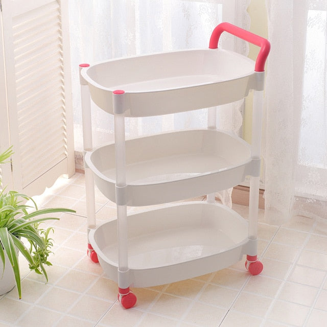 Vegetable rack fruit basket basket kitchen rack plastic shelf living room storage rack mobile storage rack trolley XI2281550