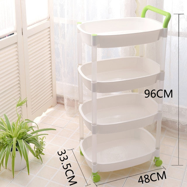 Vegetable rack fruit basket basket kitchen rack plastic shelf living room storage rack mobile storage rack trolley XI2281550