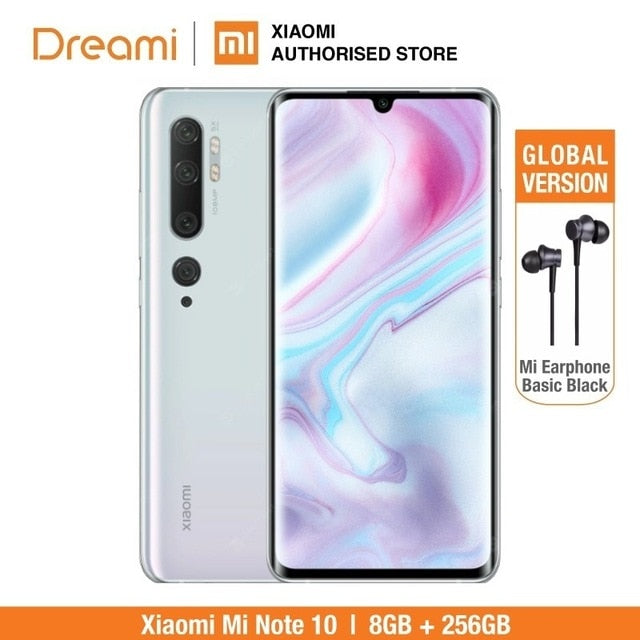 Global Version Xiaomi Mi Note 10 Pro 256GB ROM 8GB RAM (Brand New and Official Rom), note10256 Smartphone Mobile