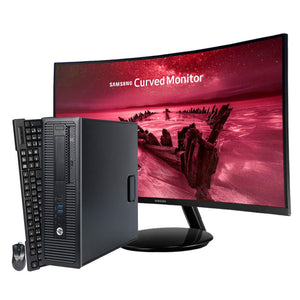 HP 800 G1-PC-desktop computer (Quad Core i5-4570 3.2GHz, 8GB, 500 HDD, DVD,WIN 10 PRO + curved screen 27''