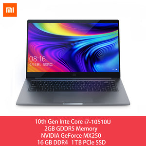 Original Xiaomi Laptop 15.6" Pro Enhanced i7-10510U MX250 Notebook 2GB GDDR5 16GB DDR4 RAM 1TB PCle SSD Ultra Slim FHD Computer