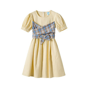 2020 Summer New Fashion Girls Dresses Kids Princess Dresses for Girls Baby Plaid Dress Patchwork Dresses, #8429