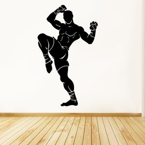 Sport Athlete Wall Decal Fighter Martial Arts Kickboxing Vinyl Removable Wall Stickers Gymnasium Man Room Modern Home Decor Z212