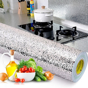 DIY Waterproof Oil Proof Aluminum Foil Self Adhesive Sticker Stove Cabinet Stickers Wall Sticker Home Decor