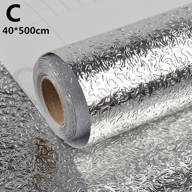 DIY Waterproof Oil Proof Aluminum Foil Self Adhesive Sticker Stove Cabinet Stickers Wall Sticker Home Decor