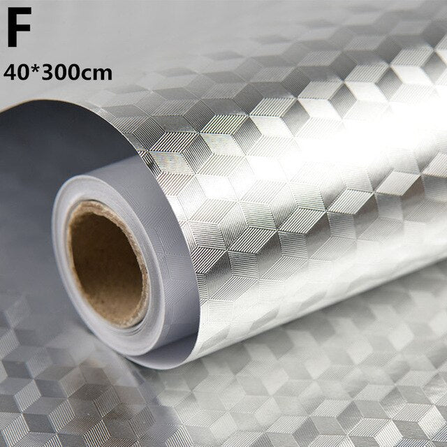 DIY Waterproof Oil Proof Aluminum Foil Self Adhesive Sticker Stove Cabinet Stickers Wall Sticker Home Decor