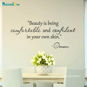 Beauty Is Being Confortable And Confident In Your Own Skin Incentive Quote Sticker Decal Home Decoration B956