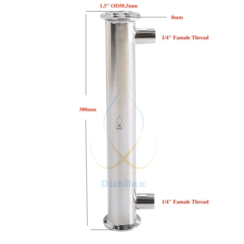 1.5" OD50.5mm  Dephlegmator, Reflux, Distiller Condenser.  300mm, Sanitary Steel 304