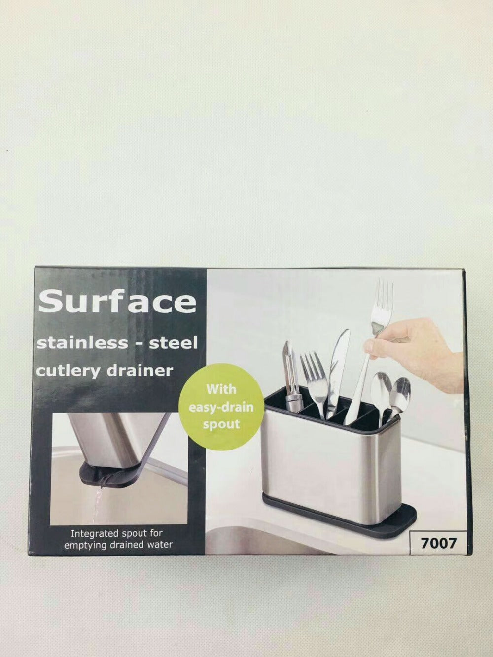 Surface Stainless-Steel Cutlery Drainer With Easy-drain Spout Kitchen Storage