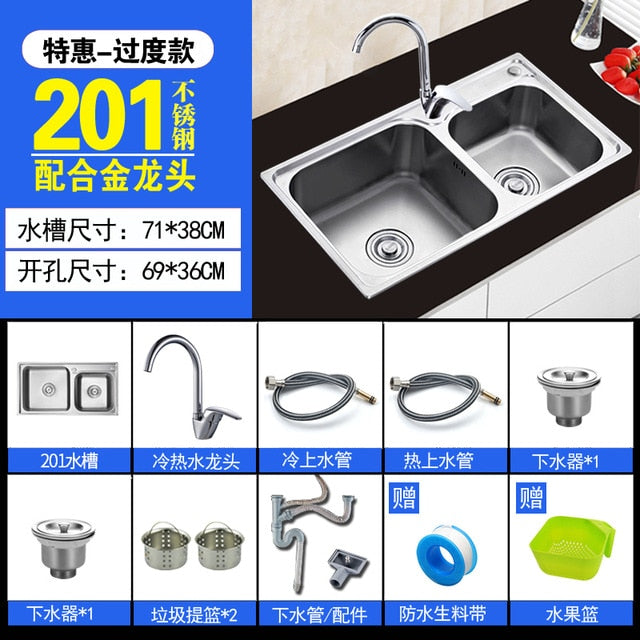 sink Free shipping single groove single bowl vegetable washing basin pots 304 stainless steel Kitchen Sinks with Soap dispenser